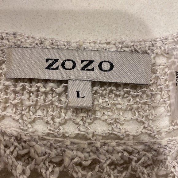 Zozo Crochet Sweater Oatmeal Womens Size Large Scoop Neck - Picture 8 of 10